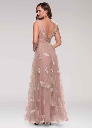 Blush Mark Lost In Paradise Blush Embroidery Tulle Maxi Dress