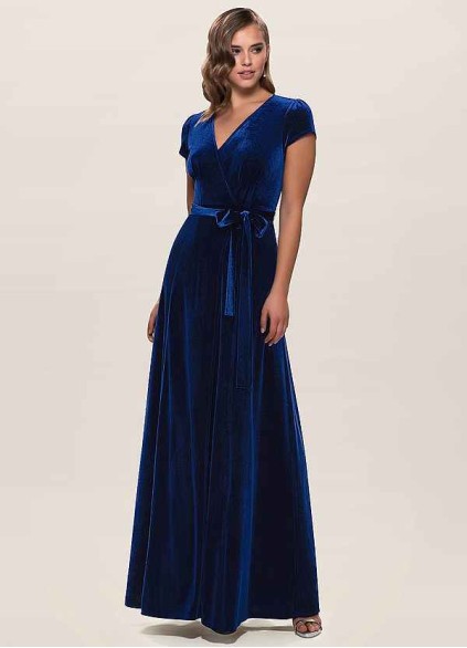 Blush Mark Dreaming Of You Navy Blue Velvet Maxi Dress