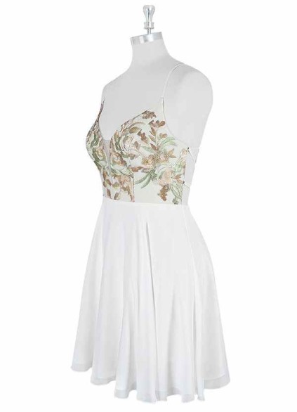 AZ Occasions Mini Embroidered Lace and Chiffon Skirt Dress