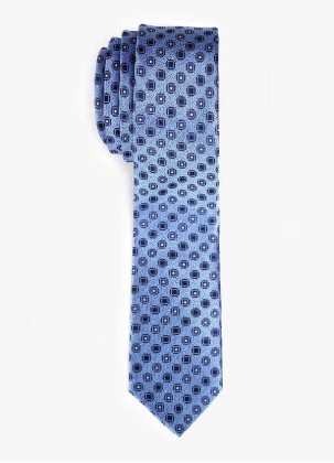 Men's Blue Geometric Skinny Tie