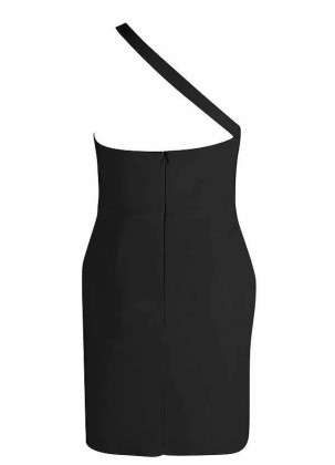 AZ Occasions Mini Stretch Crepe Dress with One Shoulder Strap