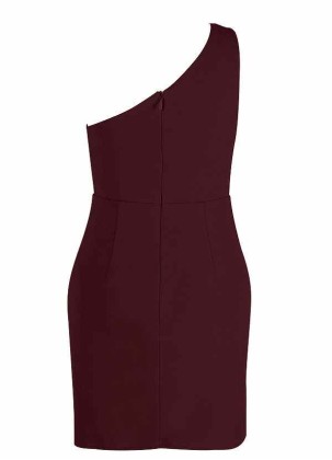 AZ Occasions Mini One Shoulder Stretch Crepe Dress with Keyhole